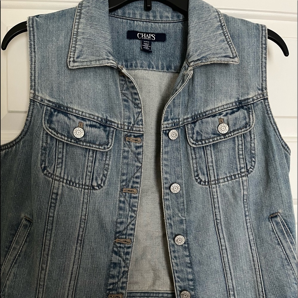 Chaps Light Wash Jean Vest
